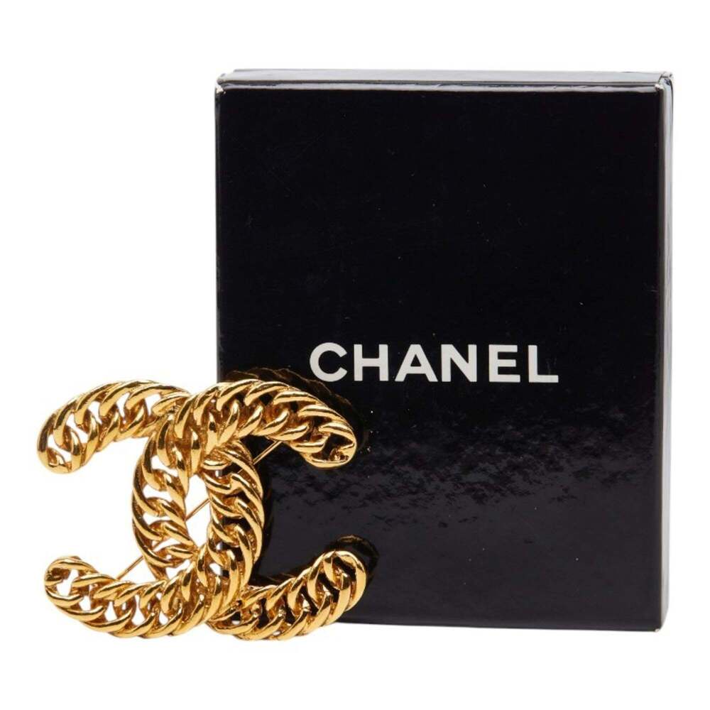 CHANEL Authentic Gold Logo Brooch - Picture 3 of 3